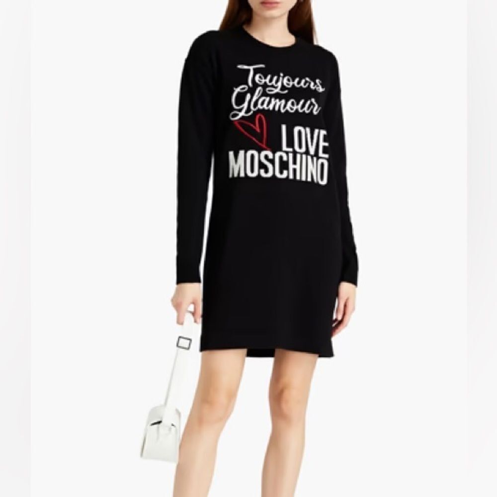 Love Moschino wool knit full sleeve sweater dress
